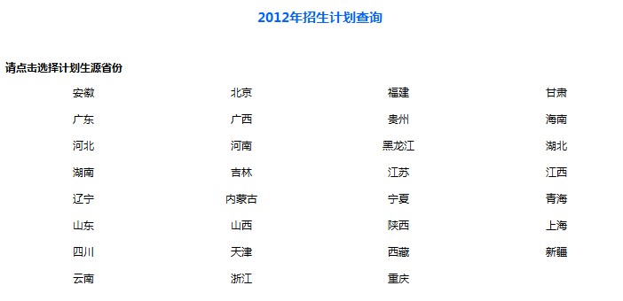重庆大学2012年分省分专业招生计划2