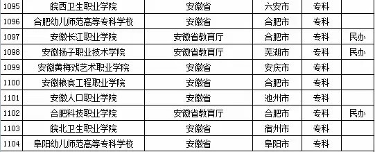2015年安徽省高校名单（共119所）7