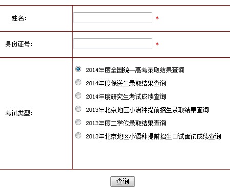 2014年北京第二外国语学院高考录取查询入口2