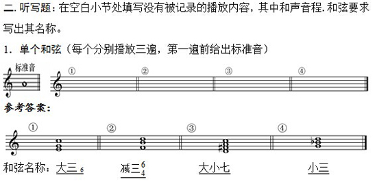2015广东省音乐统考附录6练耳题型示例3