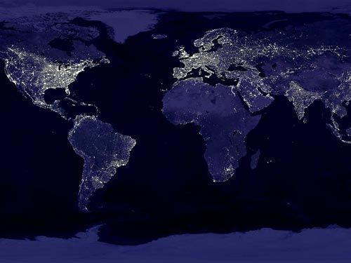 太空拍摄的城市夜景图 经济的不平衡3