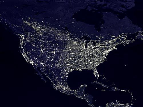 太空拍摄的城市夜景图 经济的不平衡4
